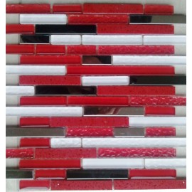 MOSAIQUES INOX GRANIT RED RANDOM 1 CM